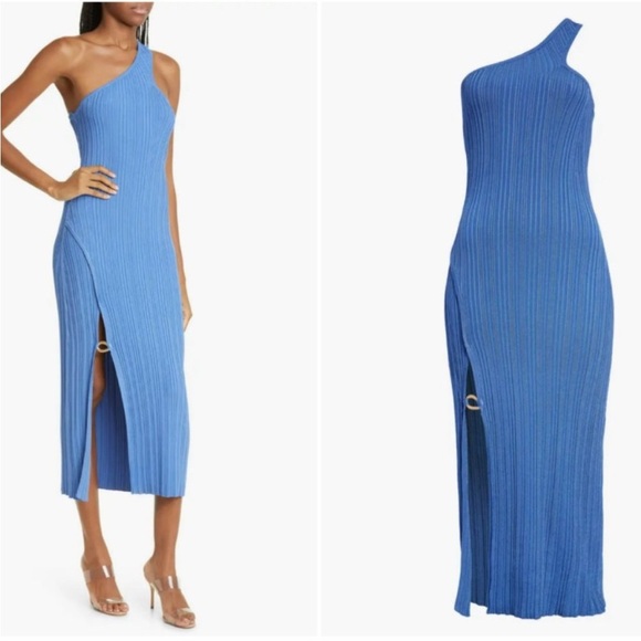 CULT GAIA Gracie One-shoulder Knit Dress In Blue Size XS - Picture 6 of 13